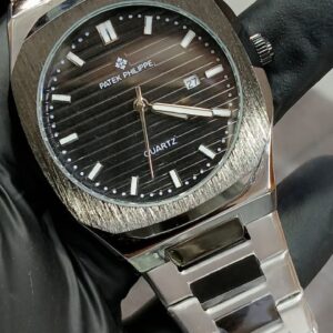 Patik Phillip in black with date in steelness steel